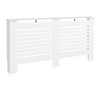 HOMCOM Copritermosifoni a Doghe con Ripiano Portaoggetti, Copricalorifero Moderno, Copertura del Radiatore in MDF, 152x19x81 cm, Bianco