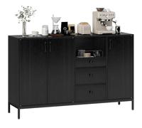 HOMCOM Credenza a 3 ante, Credenza da soggiorno con 3 cassetti, ripiani regolabili, per cucina, ingresso, sala da pranzo, camera da letto, nero, 143,5x40x90 cm, 143,5x40x90 cm