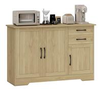 HOMCOM Credenza a 3 porte, credenza per soggiorno moderno, con 2 cassetti, ripiano regolabile, per sala da pranzo, ingresso, camera da letto, naturale, 120 x 38 x 79 cm