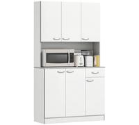 HomCom - Armadio Con Pensili Da Cucina In Legno, Bianco, 101x39x180cm
