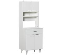 HOMCOM Credenza Alta da Cucina Madia Classica Bianca in Legno