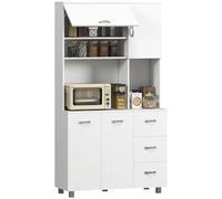 HOMCOM Credenza Cucina Alta Moderna con Armadietti, Cassetti e Ripiani Bianco