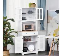 HOMCOM Credenza Alta per Cucina, Mobile Buffet in Legno Bianco, Armadio Dispensa in Stile Classico, Bianco, 68x39.5x170cm Descrizione:Organizza la tua cucina e crea spazio aggiuntivo con questo armadi