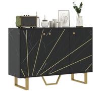 HOMCOM Credenza armadio con ripiani regolabili Toni Marmo Nero | Moderno armadio portaoggetti, gambe in metallo, soggiorno, cucina, sala da pranzo, ingresso