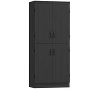 HOMCOM Credenza, armadio da cucina, mobile per porcellane con 4 ante, 6 livelli e ripiani regolabili, mobile per soggiorno, sala da pranzo, 76 x 40 x 176,7 cm, nero