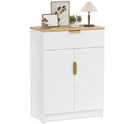 HOMCOM Credenza, armadio moderno con cassetto e ripiano regolabile per soggiorno, cucina, sala da pranzo, ingresso, bianco