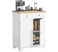 HOMCOM Credenza Bassa con Armadietto 2 Ante e 2 Cassetti, Bianco e Legno