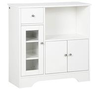 HOMCOM Credenza bianca Credenza da cucina moderna con porta in vetro Cassetto aperto e ripiani regolabili Credenza per sala da pranzo Credenza per sala da pranzo 80x30x82 cm Bianco
