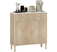 HOMCOM Credenza Buffet con 2 Cassetti, Armadietto e Piano Effetto Marmo Rovere