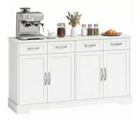HOMCOM Credenza Buffet con 4 Cassetti e Ante, 140 cm, Bianco