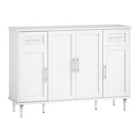 HOMCOM Credenza Buffet Elegante con 2 Cassetti e 3 Armadietti con Ripiani Regolabili, in Legno, 120x38x86 cm, Bianco Aosom Italy