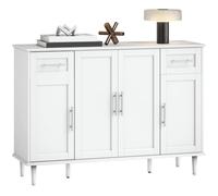 HOMCOM Credenza Buffet Elegante con 2 Cassetti e 3 Armadietti in Legno Bianco