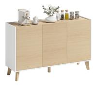 HOMCOM Credenza Buffet in Stile Nordico con 3 Armadietti Legno e Bianco