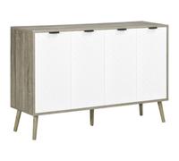 HOMCOM Credenza buffet moderna con 4 ante 47" Marrone grigiastro | Armadio da cucina, 2 ripiani regolabili, stazione caffè