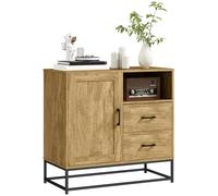 HOMCOM Credenza con 2 Cassetti e Armadietto Regolabile, Mobile Soggiorno con Ripiano Aperto e Base in Metallo, per Cucina e Sala da Pranzo, 80x40x78 cm, Marrone
