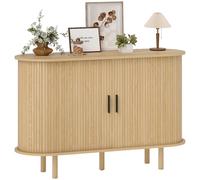 HOMCOM Credenza con ante scorrevoli a tamburo, Credenza moderna per soggiorno, con 4 scomparti e gambe in legno, per cucina, ingresso, camera da letto, Rovere, 120x40x78 cm, 120x40x78 cm