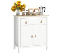 Homcom Credenza con cassetto Armadio a 2 livelli e ripiano regolabile con base rialzata e superficie grande 80X40X90Cm Bianco e rovere