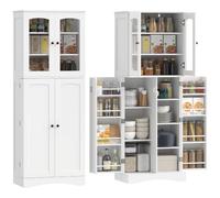 HOMCOM Credenza Cucina 162cm, Ante Acrilico Soft-Close, 10 Ripiani, Bianco