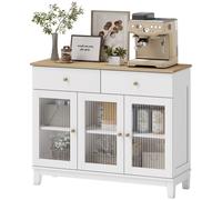 HOMCOM Credenza Cucina 2 Cassetti 100x35x80.3cm Bianco Rovere