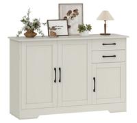 HOMCOM Credenza Cucina 2 Cassetti e 2 Armadietti con Ripiani Regolabili Crema
