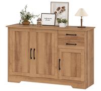 HOMCOM Credenza Cucina 2 Cassetti e 2 Armadietti con Ripiani Regolabili Rovere