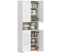 HOMCOM Credenza Cucina Alta 180cm con Ante Soft-Close, Bianco Lucido