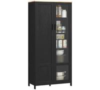 HOMCOM Credenza Cucina a 2 Ante in Legno e Vetro con Mensole Regolabili