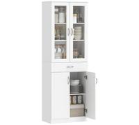 HOMCOM Credenza Cucina Alta con 2 Armadietti e un Cassetto 60x35x180 cm, Bianco