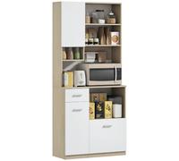 HOMCOM Dispensa Cucina con 3 Armadietti, Cassetto e 4 Ripiani Aperti Bianco