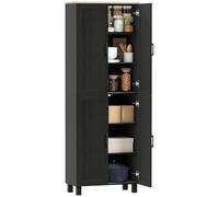 HOMCOM Credenza Cucina Alta, Mobile Dispensa con 4 Ante, 2 Armadietti, 5 Ripiani Regolabili, Mobile Cucina Moderno per Sala da Pranzo Soggiorno, 60x30x170.5 cm, Nero