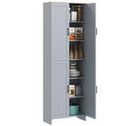 HOMCOM Credenza Cucina Alta, Mobile Dispensa con 4 Ante, 2 Armadietti, Grigio