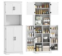 HOMCOM Credenza Cucina Alta Stile Country con Armadietti e Portaspezie Bianco