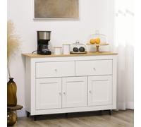 HOMCOM Credenza Cucina Buffet Moderna con 2 Cassetti e 3 Ante Soft Close, Mobile Cucina con Ripiano Regolabile, Madia Cucina per Soggiorno e Ingresso in Legno, 117x35x80 cm, Bianco Ottimizza i tuoi am