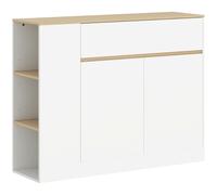 HOMCOM Credenza Cucina con 2 Ante, Ripiano Regolabile, 2 Cassetti, Mobile Cucina con 3 Scomparti Aperti, 106x30x81.2 cm, Bianco Aosom Italy