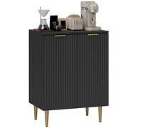HOMCOM Credenza Cucina con 2 Ante, Ripiano Regolabile, 60x40x80 cm, Nero | Mobile Cucina, Mobile Buffet, Gambe in Metallo, per Soggiorno, Sala da Pranzo