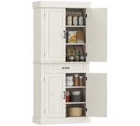 HOMCOM Credenza Cucina con 2 Armadietti e Cassetto, 80x35x180cm Bianco | Mobile Dispensa, Stile Coloniale in Legno