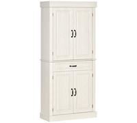 HOMCOM Credenza Cucina con 2 Armadietti e Cassetto Stile Coloniale Bianco