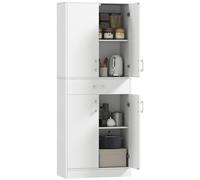 HOMCOM Credenza Cucina Alta con 2 Armadietti 70.8x34x180 cm Bianco | Mobile Dispensa, Cassetto Grande, Ripiani Regolabili, Mobile Cucina, Sala da Pranzo, Soggiorno, Salotto