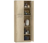 HOMCOM Credenza Cucina con 2 Armadietti, Ripiani Regolabili, Rovere