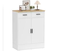 HOMCOM Credenza Cucina con 2 Cassetti 68.6x35x90.3 cm Bianco e Color Legno