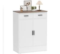 HOMCOM Credenza Cucina con 2 Cassetti 68.6x35x90.3 cm Bianco e Marrone