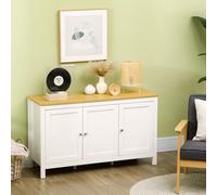 HOMCOM Credenza Cucina con 3 Ante, Mobile Cucina Moderno con Ripiano Regolabile, Credenza Buffet per Soggiorno, Sala da Pranzo e Salotto, 120x40x70 cm, Bianco e Color Legno Rendi la tua casa più chic