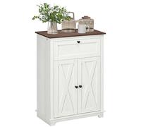 HOMCOM Credenza Cucina con Ante a Fienili, Cassetto e Ripiano Regolabile, Mobile Cucina Stile Rustico, Credenza Buffet per Sala da Pranzo, Soggiorno e Salotto, 60x30x87.4 cm, Bianco