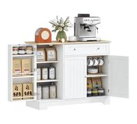 HOMCOM Credenza Cucina con Armadietti, Cassetto, Mobile Cucina con Ripiani Regolabili, Credenza Buffet per Sala da Pranzo, Soggiorno, Stile Moderno, 105x40x83 cm, Bianco