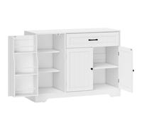 HOMCOM Credenza cucina con cassetto e ripiani regolabili, 3 ante a chiusura ammortizzata e porta-rack, 110x40x80 cm, Bianco Aosom Italy