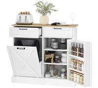 HOMCOM Credenza Cucina con Mobile Pattumiera 38L, Mobile Cucina Stoccaggio con 2 cassetti, Scaffale per spezie e piano di lavoro, per Sala da pranzo, Soggiorno, 100 x 36 x 90 cm, Bianco