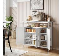 HOMCOM Credenza Cucina con Ripiano Aperto e 2 Armadietti, Mobile Cucina con Ripiani Regolabili in Legno, Credenza Soggiorno Buffet per Ingresso, Salotto e Sala da Pranzo, 100x35x88 cm, Bianco La nostr