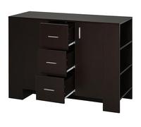 HOMCOM Credenza Cucina in Stile Classico per Sala da Pranzo, Mobile Cucina Multiuso con 2 Ante, 3 Cassetti e 3 Ripiani, in Legno Scuro, 120 x 38 x 84cm