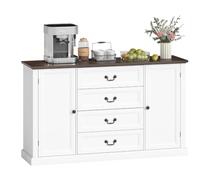 HOMCOM Credenza Cucina Mobile Cucina con 4 Cassetti 147x40x87 cm Bianco