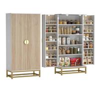 HOMCOM Credenza Cucina, Mobile Cucina Conservazione, Lavastoviglie Moderno con 12 Ripiani con Ante, Ripiani regolabili e Doppia Porta a Latte, per Sala da Pranzo, Soggiorno, 58 x 29 x 119,5 cm, Bianco